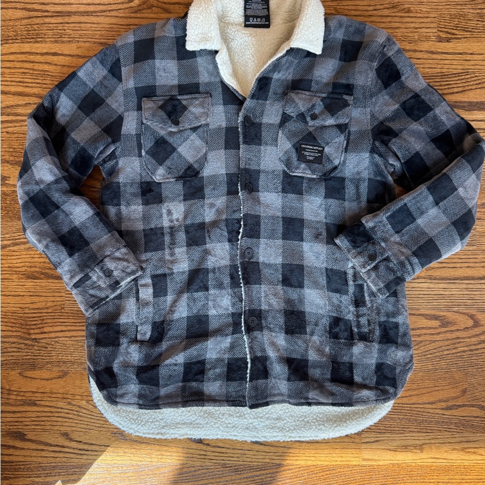 Crooks & Castles Plaid fleece -Lined Jacket Large